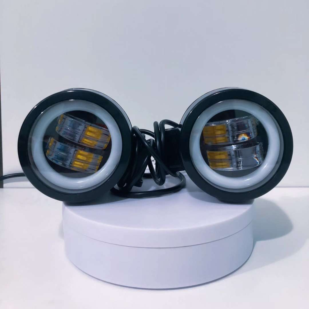 Kit Faro Auxiliar Led Doble Lupa con Ojo de Ángel
