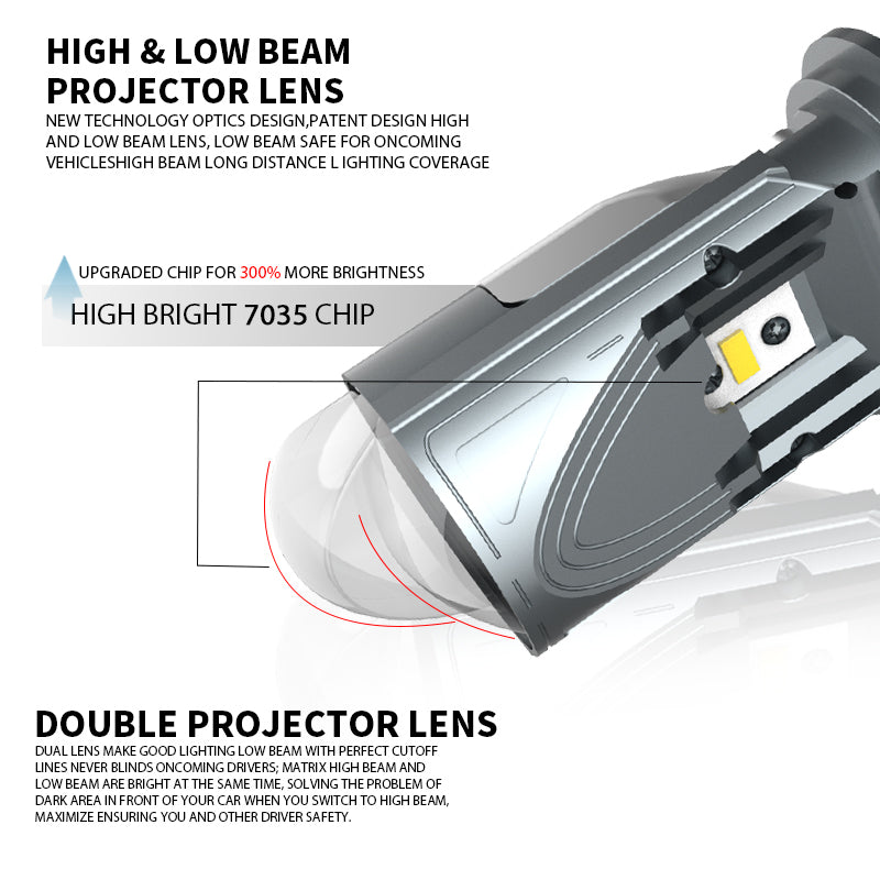 Kit Proyector Led Bi Led Doble Lupa H4 Alta y Baja