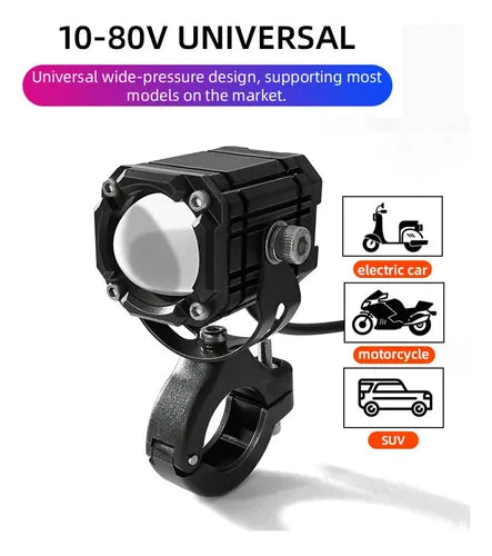 Kit Faros Auxiliares Moto Blanco/Amarillo + Luz de Posición roja