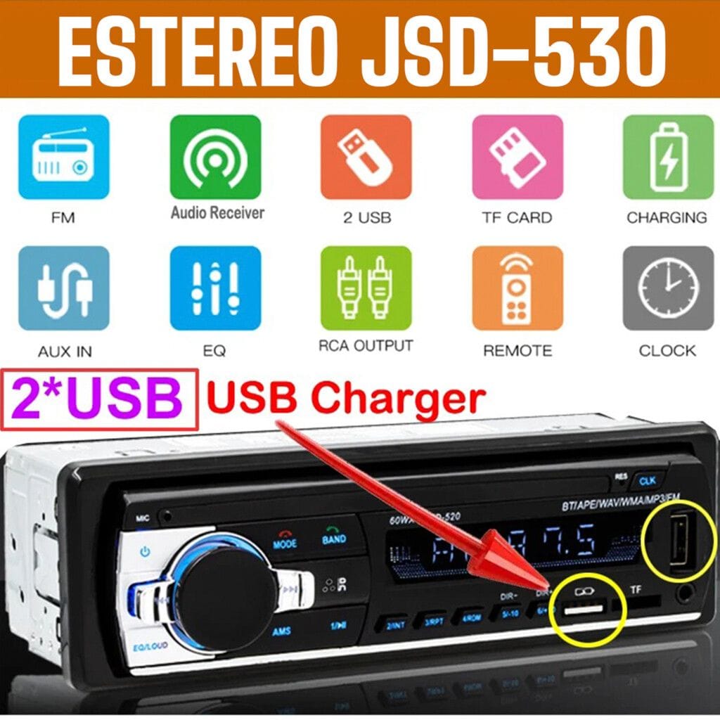 Estereo Mp3 Jsd-530 Usb Bluetooth 1 Din Aux Radio Fm