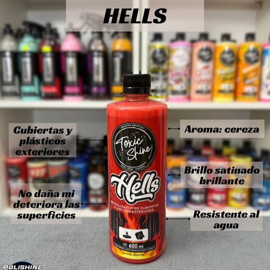 Revitalizador de cubiertas y plasticos exteriores HELLS Toxic Shine