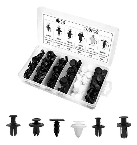KIT TRABAS CLIP - 100 PIEZAS PLASTICAS