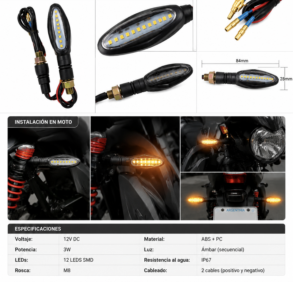 Kit Guiños Led Para Moto Secuenciales