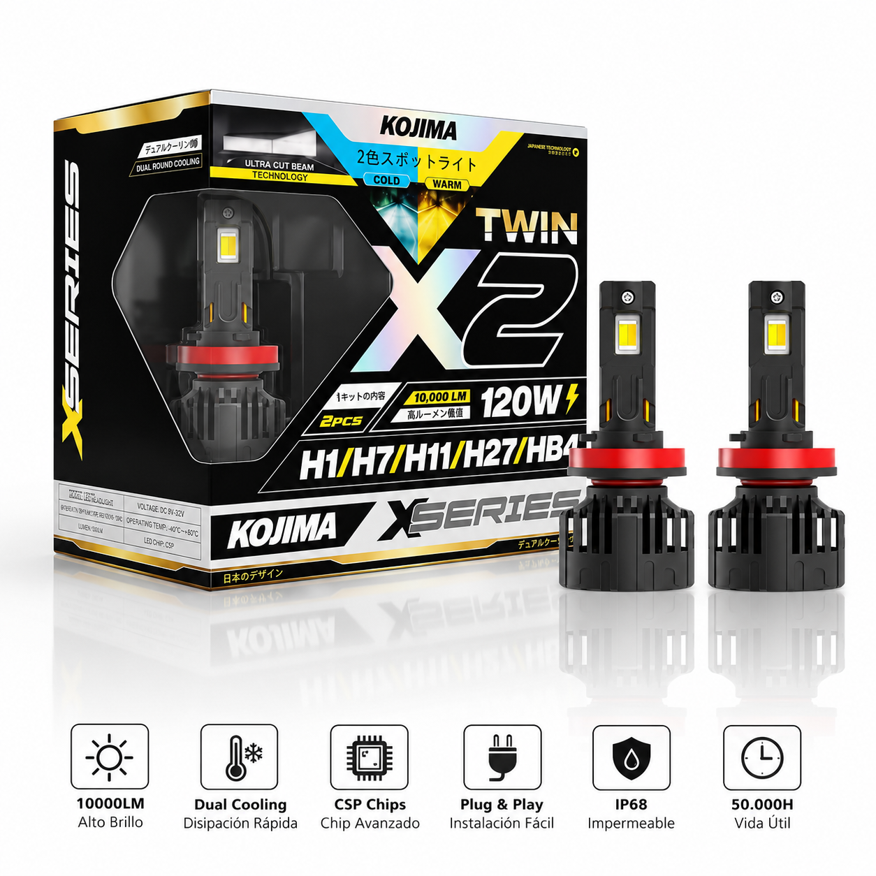 Kit Cree Led X2 Dual Color Blanco/Amarillo 120w