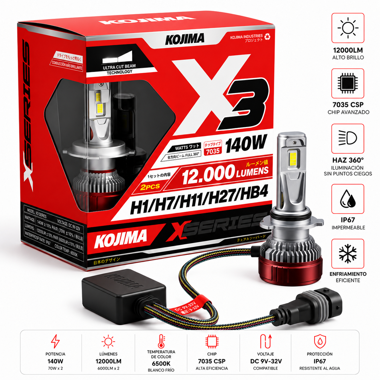 Kit Cree Led Csp Kojima X3 Canbus 140w