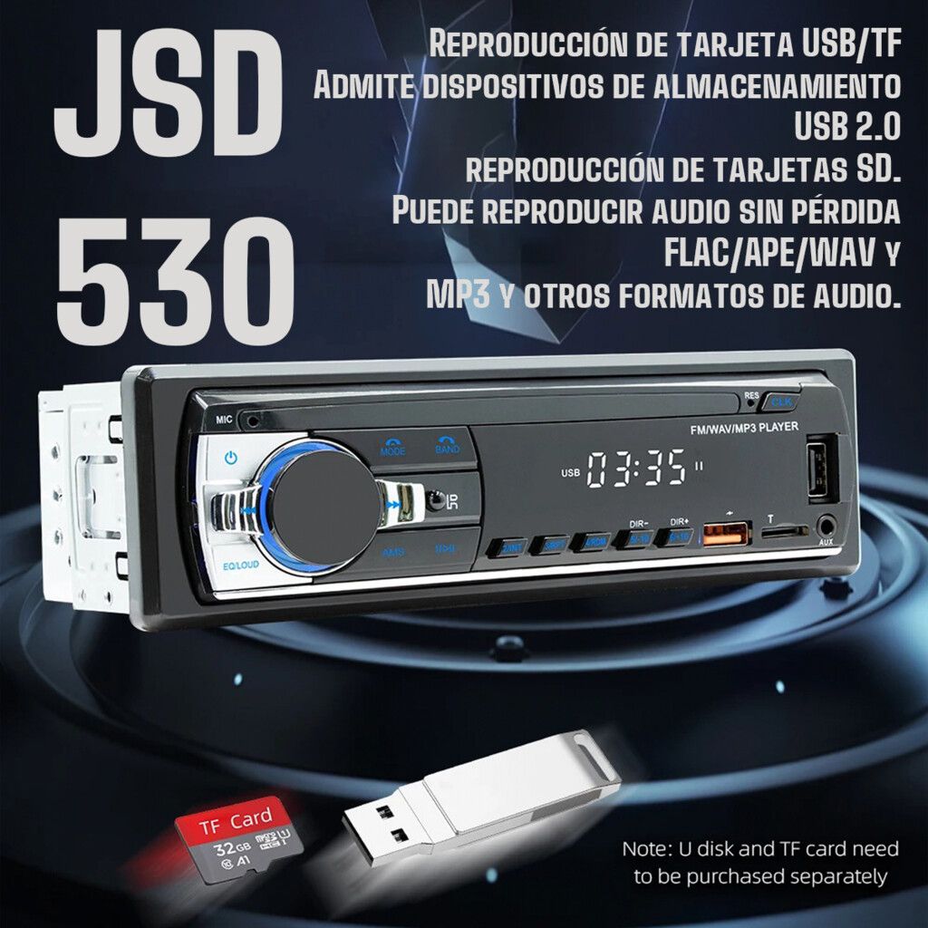 Estereo Mp3 Jsd-530 Usb Bluetooth 1 Din Aux Radio Fm