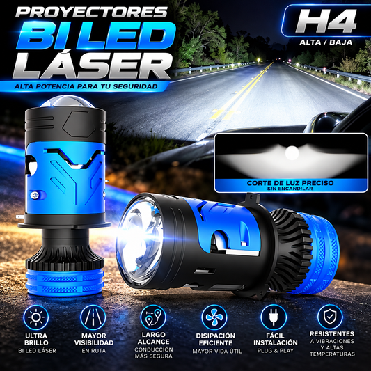 Kit Proyector Bi Led Laser Canbus H4 140w, ideal para viajes en ruta🛣️.