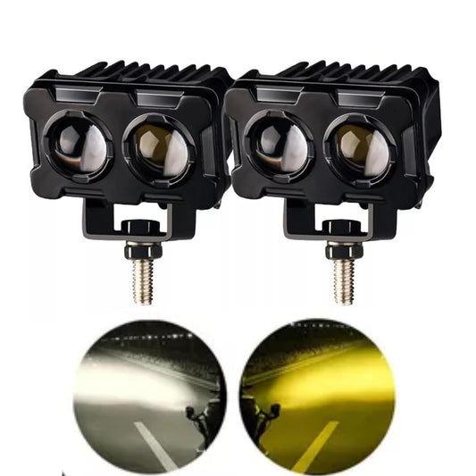 Kit faro auxiliar para moto doble lupa blanco/amarillo
