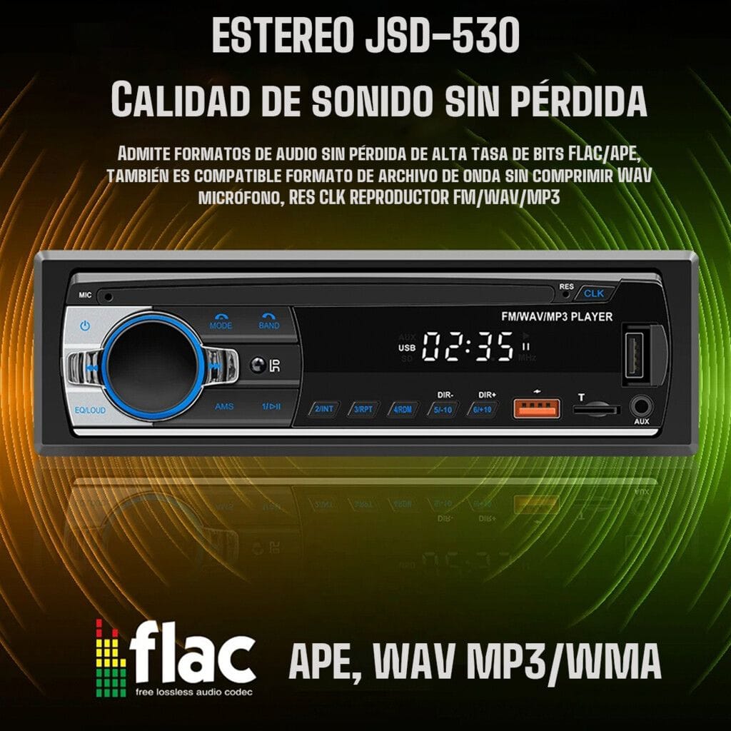 Estereo Mp3 Jsd-530 Usb Bluetooth 1 Din Aux Radio Fm