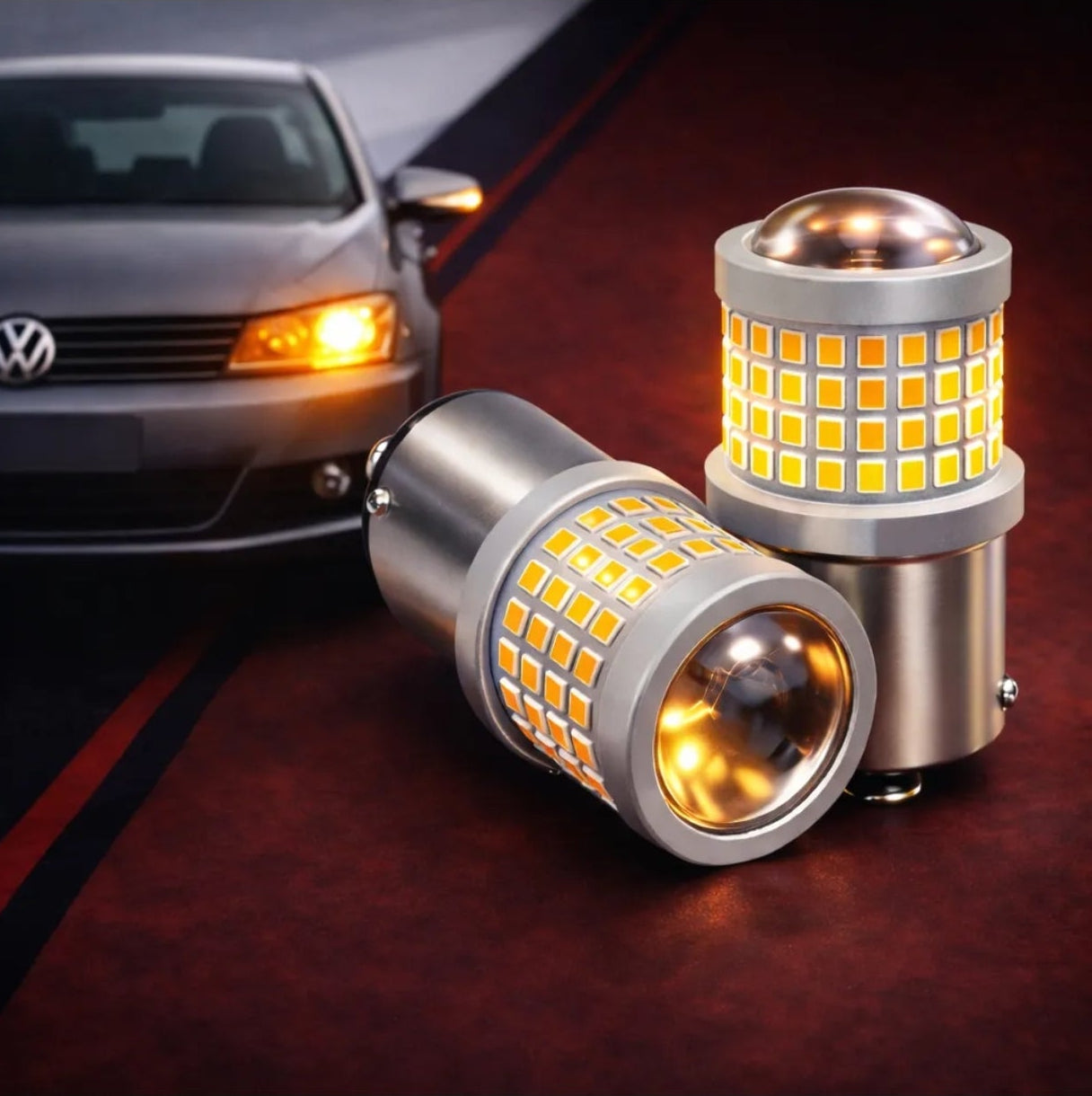 Kit X2 Led 1 polo con lupa para giro Ámbar PY21W