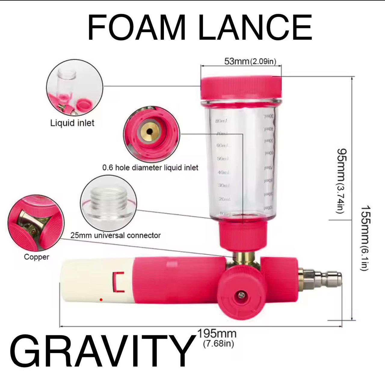 Mini Foam Lance Gravity Espumador Compacto para Hidrolavadora