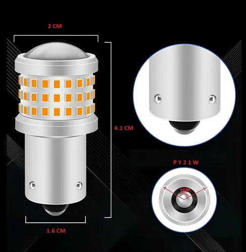 Kit X2 Led 1 polo con lupa para giro Ámbar PY21W