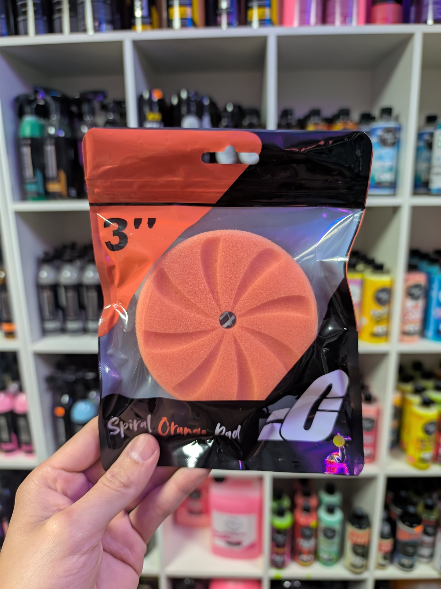 Overcars Pad Spiral Corte Medio – Naranja Pulido 3"